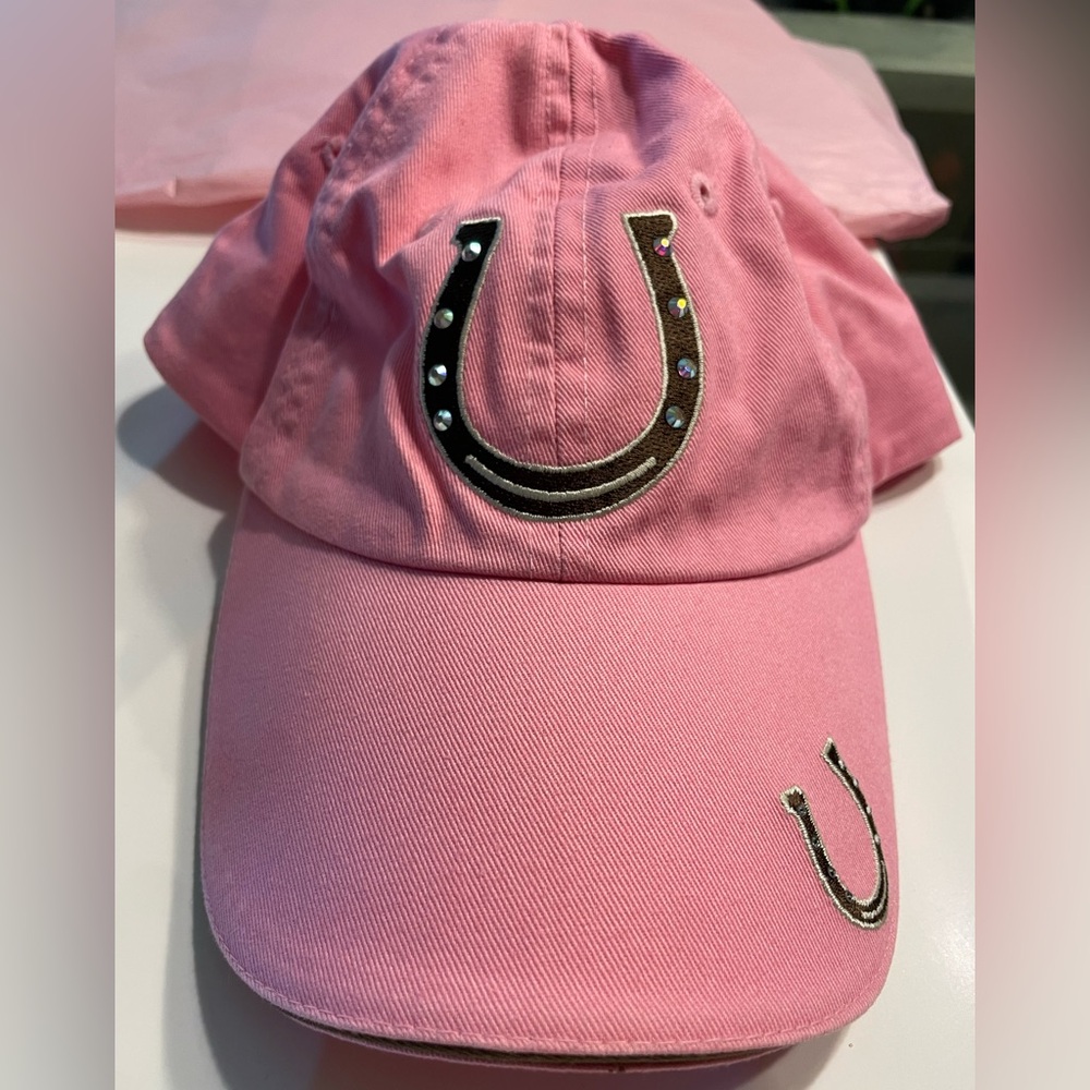 Pink Bling Horseshoe Embroidered Baseball Cap - Picture 6 of 7